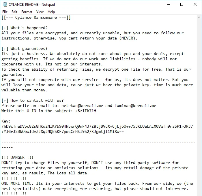Рис. 11. Пример содержимого CYLANCE_README.txt