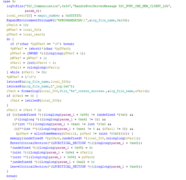 Рисунок 49 — Команда S2C_HVNC_CMD_NEW_CLIENT_LOG