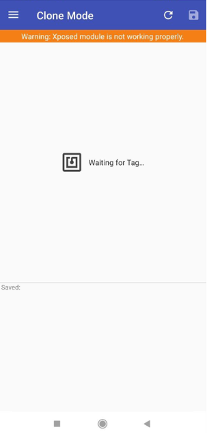 Рисунок 1. Приложение NFCGate в режиме Clone mode в ожидании NFC-метки.