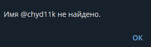Рис. 6 — Ошибка, отображающаяся при переходе по псевдониму @chyd11k