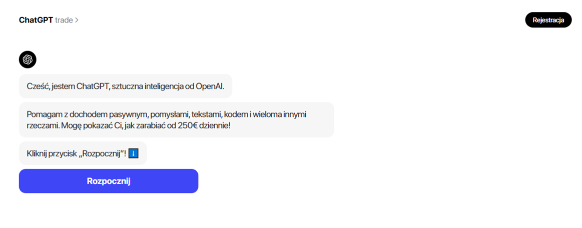 Мошеннический сайт инвестиционной ИИ-платформы на польском языке